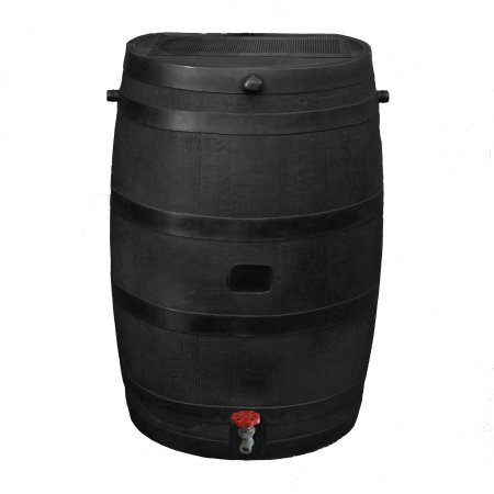 Rain Barrel 50 Gallon Flat Back Water Collection Storage Home Decor Lawn