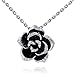 Alisa Fastion Jewelry Thanksgiving Gift Austrian Crystal Platinum Black Rose Necklace