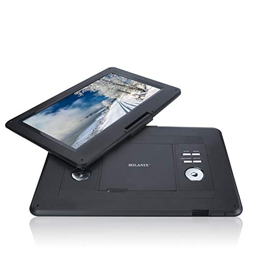 Milanix 17.4" Portable DVD Player with 15.4" Large Swivel Angle Adjustable Display Screen, CD Player, USB/SD Card Memory Readers, and Built-in Rechargeable Battery with Remote Control
