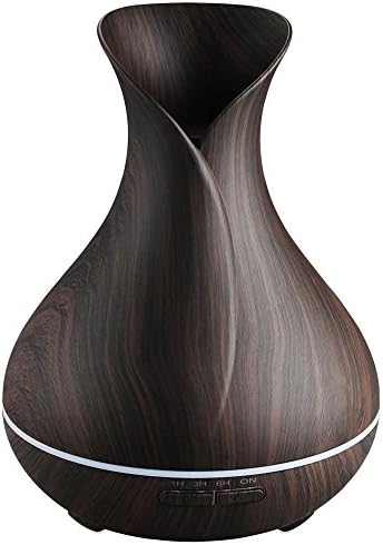 400ML Ultrasonic Aromatherapy Essential Oil Diffuser Cool Mist Humidifier Waterless Auto off (Dark Wooden Grain)