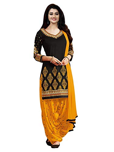 Cloth-Clock-Womens-Crepe-Printed-Unstitched-Salwar-Suit-Dress-Material-Free-SizeBlack-Yellow Cloth-Clock-Womens-Crepe-Printed-Unstitched-Salwar-Suit-Dress-Material-Free-SizeBlack-Yellow