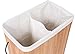 BirdRock Home Double Laundry Hamper with Lid and Cloth Liner | Bamboo | Natural | Easily Transport Laundry Basket | 2 Section Collapsible Hamper | String Handles