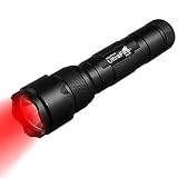 UltraFire WF-502R Zoomable Red Light Flashlight, Single Mode, XP-E2 Led 630nm, Hunting Lights with Clip, Adjustable Focus Emergency Flashlights