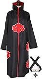 Yanhusu Akatsuki Cosplay Uchiha Robe Cloak Headband and Throwing Stars Unisex Halloween Costume(L)