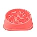 PINJUM Slow Feeder Dog Bowls Fun Interactive Stop Bloat Bowl Pet Non-Slip Drink Water Bowl Square Base Rose Red