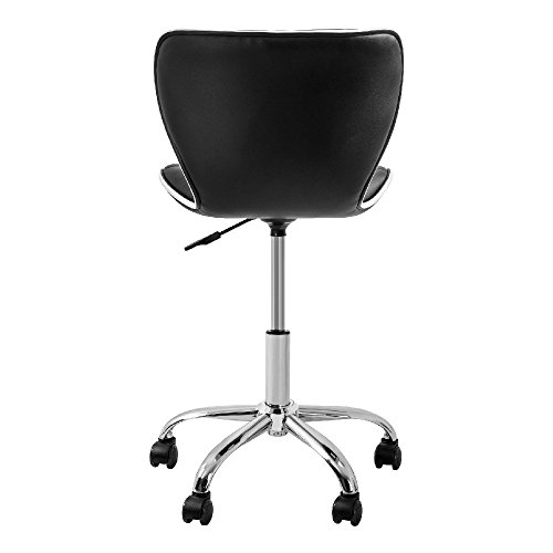 Stool with Adjustable Foot Rest Rolling Chair (Set of 2) (Black)