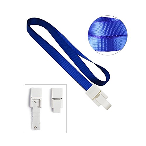 ID Holder PU Leather ID Badge Holder Wallet - Double Sided Name Card Holder with Pockets Clear Viewing Window Id Badge and 20" Neck Lanyard/Strap for Offices ID, School ID, Credit Card (Blue)