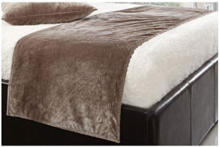 VENICE BEIGE 19X78 DEEP PILE VELVET BED RUNNER #TEVLEV *AS*