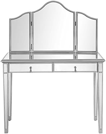 Elegant Mirrored Vanity Table 42 in. x 18 in. x 31 in. and Mirror 39 in. x 1 in. x 42 in.