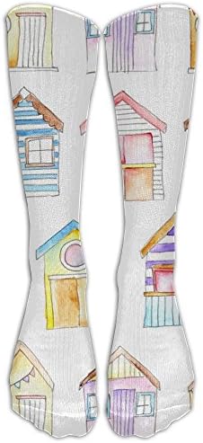Unisex Unique Design Summer Beach Huts Socks 78% Cotton / 20% Nylon / 2% Spandex