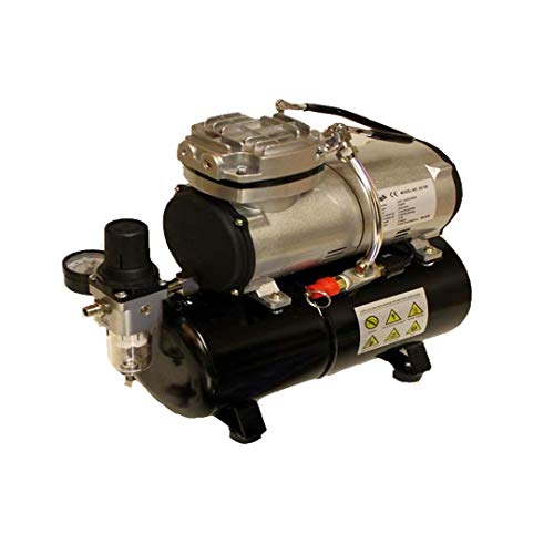 Andreas Dell Airbrush-Set mit 4-bar Kompressor â Airbrush- & Lackierpistolen, Komplett-Set für Tattoo, Kunst, Malerei | Nadeln & Düsen | Dual-Set mit Manometer & Luftfilter – Bild 4