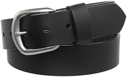 Men's Full Grain Leather Belt with Nickle Buckle - Black 42"