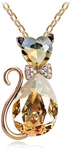 Swarovski Element Crystal Lovely Bowknot Is Cat Necklace.