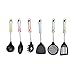 Kitchen Utensils with Holder 7 Pc Cute Utensil Set - Colorful Handles, Stainless Steel Core and Large Nylon Heads By RSG