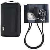 Vive Precision Aneroid Sphygmomanometer with Case - Manual Blood Pressure Checker - Upper Arm Cuff Machine - Professional BPM Device - Adult BP Meter Kit - Handheld Palm Bulb Dial and Gauge Reader