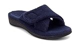 Vionic Women's Indulge Relax Slipper - Ladies Comfortable Cozy Adjustable House Slippers with Concealed Orthotic Arch Support Navy 5 Medium US