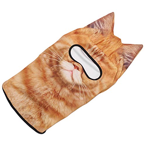 JIUSY 3D Animal Ears Fleece Thermal Hood Balaclava Neck Warmer Face Mask for Cold Weather Winter Outdoor Sport Motorcycle Cycling Riding Ski Snowboard Halloween Party Exotic Shorthair Cat MDD-25