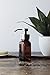 Rail19 Amber Glass Apothecary Foaming Soap Dispenser with Metal Pump - for Kitchen and Bathroom Countertop, 8.5oz (Stainless Steel)
