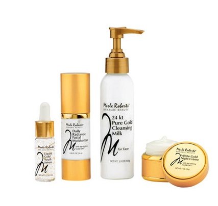 Merle Roberts 24kt Anti-Aging Dynamic Gold Beauty System with - Milk cleanser, youth serum, moisturizer, night creme.