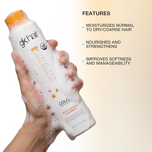 GK HAIR Moisturizing Shampoo — Deep Hydration & Color Protection for Dry, Damaged & Color Treated Hair — Sulfate Free Shampoo for Keratin Treated Hair — Restores Shine, Prevents Fading 300ml