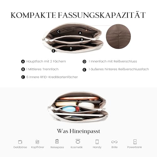 befen Genuine Leather Handbag Women's Small RFID Blocking Shoulder Bag Women's Leather Small Crossbody Bag Shoulder Bags for Women with Adjustable Shoulder Strap for Travel, Work, Shopping