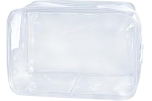 TotePrint Neon Clear Pouch Small, Clear Makeup Bag, 7"x2.3"x4.7" Size TSA Approved Toiletry Bag, Clear Travel Bags for Toilet