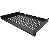 Jingchengmei 1U Vented Cantilever Server Rack Mount Shelf 12" Deep | for 19-Inch Network/AV Equipment Rack and Cabinet, Disassembled (1U12V)