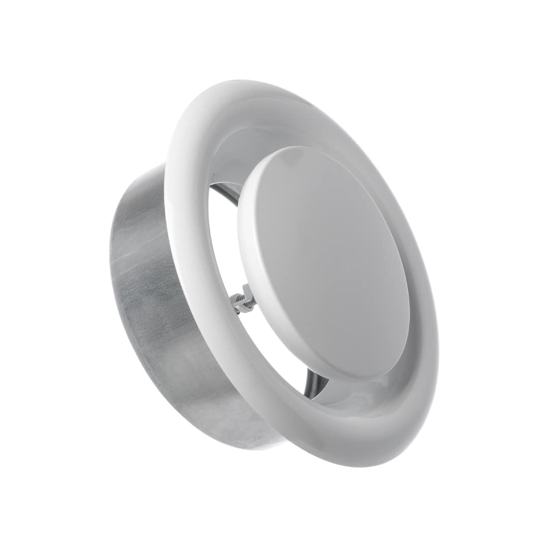 Ø 200mm / 8'' Adjustable Diffuser - Air Exhaust Valve - Ventilation Ducting Cover - Metal - White