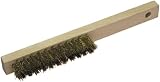 Wolfcraft Brass Fine Wire Brush 4 Row 220mm Wood Handle view 1