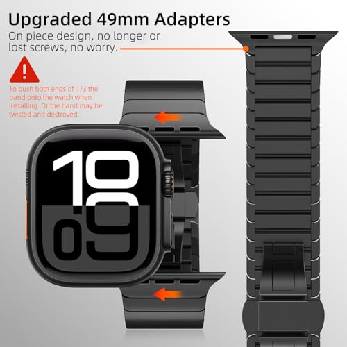 Metal Band for Apple Watch Ultra 3/2/1 49mm, Stainless Steel Replacement Strap for Apple Watch 49mm 46mm 45mm 44mm 42mm(Series 3 2 1), Series 11/10/9/8/7/6/5/4/3/2/1/1/SE