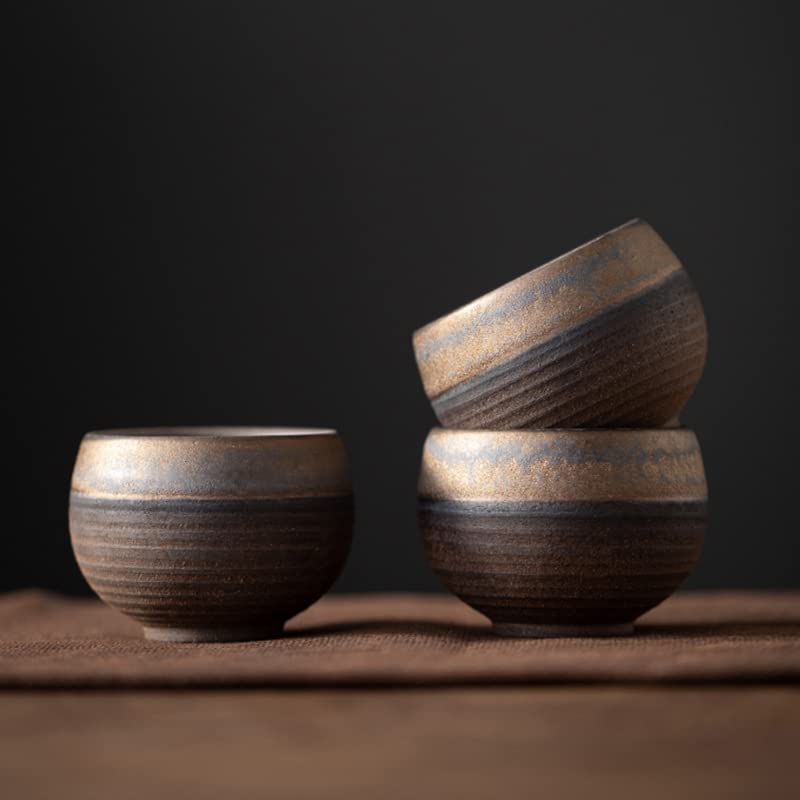 (Set of 6)Handmade Small Clay Pottery Teacup Set Japanese Asian Tradition Aesthetic Ceramic Porcelain Tea Cup Chado Zen