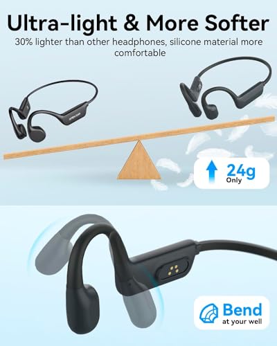 MONODEAL IP68 Waterproof Swimming Headphones with Bone Sound Bluetooth 5.4, Bone Conduction Headphones with 8GB Memory MP3 Player, Open Ear Headphones for Swimming Running