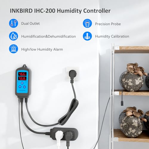 Inkbird Hygrostat Socket with Probe, Humidity Controller for Humidifier Dehumidifier Reptile Terrarium Greenhouse Incubator Incubator