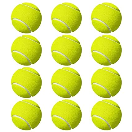 POUNDXPENCE Co® Tennis Balls Pack of 12, Perfect for Dogs Play, Pets Training, Tennis Sports, Ball Throwing Machine, Adults Kids Games