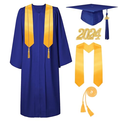SOMSOC Matte Graduation Cap And Gown Tassel Stole Set 2025 For High