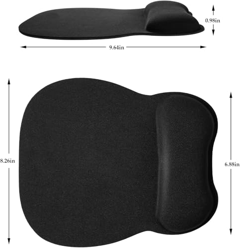 EooCoo Ergonomic Mouse Pad with Wrist Support, Mousepad with Memory Foam Wrist Rest and Non-Slip Base for Computer, Cafe, Home & Office, 9.64 x 8.26 in Office Desk Accessories, Black