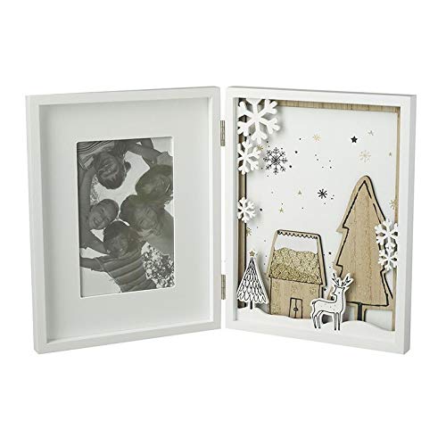 Heaven Sends White Folding Wooden Christmas Scene Photo Frame