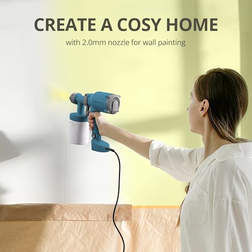 Tilswall HVLP Paint Sprayer, Ultra-Light Electric Spray Gun with 20 fl oz Detachable Cup, 2 Nozzles & 3 Patterns, Perfect for Furniture, Cabinets, Fence, Walls, Doors, Garden & DIY