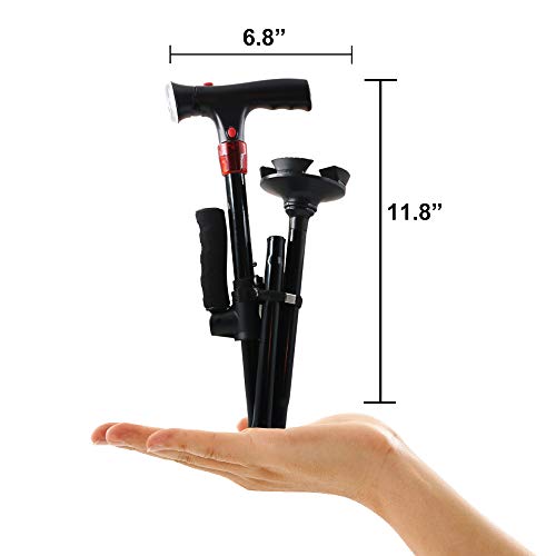 Urge Medical Clever Cane with LED Light,Travel Adjustable Folding