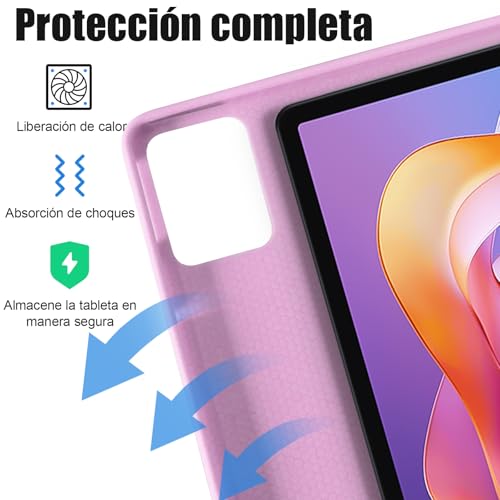 KTOITION Keyboard Case for Xiaomi Redmi Pad 2 / Redmi Pad SE 11 Inch 2023 | Detachable Magnetic Bluetooth Keyboard with Spanish Ñ, Case with Pen Holder, for Xiaomi Redmi Pad 2 11 Inch 2025 Pink