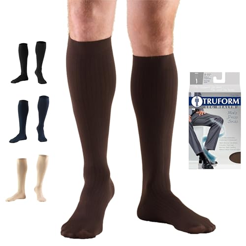 Truform Compression Socks, 8-15 mmHg, Men's Dress Socks, Knee High Over Calf Le…
