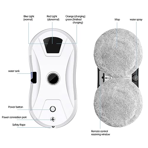 5600pa Robot Window Cleaner with Automatic Spray Jet, 3 Cleaning Modes, Automatic Glass Cleaner, Intelligent Edge Detection, Remote Control, 10 Microfibre Cloths