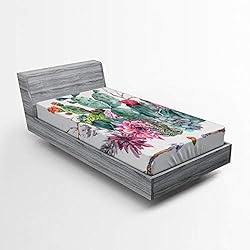 Ambesonne Cactus Fitted Sheet, Exotic Natural