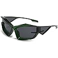 BAWUYI Cool Futuristic Y2K Sunglasses for Men Women Sports Wrap Around Shield Cat Eye Glasses Alien Space Shades