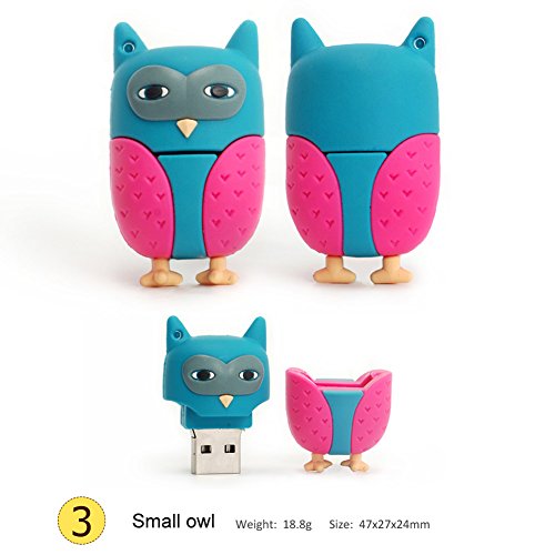 Flash Drive 5x16GB Thumb Drive Animals USB Flash Drive with Chain Bee Fox Owls Penguin Pen Drive Gift for School Kids and Students(Pack of 5 Animals)