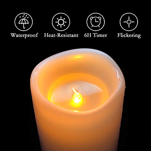 Amagic 8” x 4” Outdoor Waterproof Candles with Remote Control, Battery Operated Large Flameless