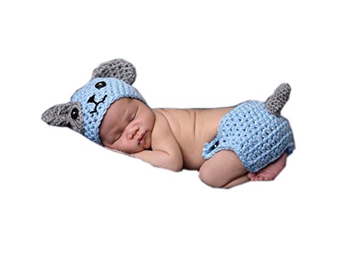 Pinbo Baby Boys Girls Photography Prop Crochet Animal Dog Hat Diaper Cover