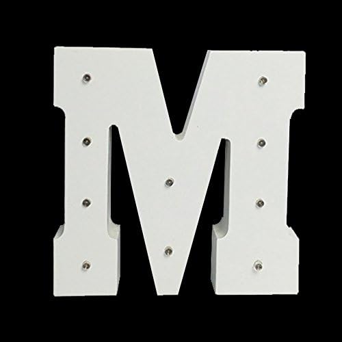 DIY LED Decorative A - Z Marquee Alphabet Letter Lights Sign, Light Up Wooden Letter Lights, Battery Operated, Party Wedding Decoration Wall Decor Light (Cold White Letter M)