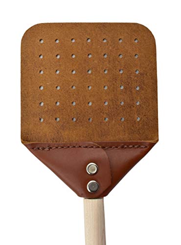 Cauff Heavy Duty Leather Fly Swatter with Wooden Handle 20 inch