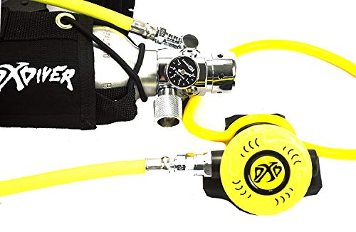 DXDiver Weigh Integrated Nylon Belt SPG Gauge Regulator Fill Adapter Pony Setup Spare Air Scuba Dive Egressor Rapid Entry Rescue Clean Boat Propeller Lobstering (13 cu ft, Button Gauge)